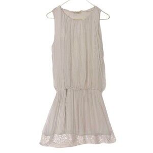 Marina Grey Silk Sleeveless Mini Sequin Dress
